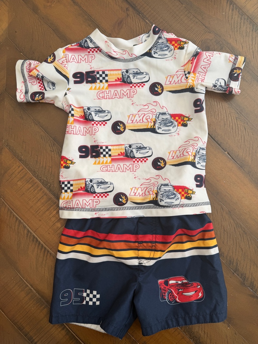 Lightning McQueen Rash Guard & Trunks Set